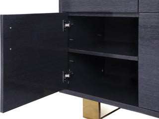 Excel Stainless Steel and Wood Sideboard/Buffet, Grey, Gold Base