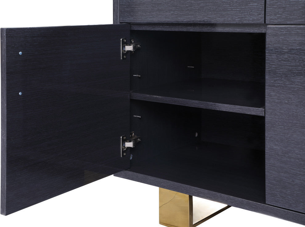 Excel Stainless Steel and Wood Sideboard/Buffet, Grey, Gold Base