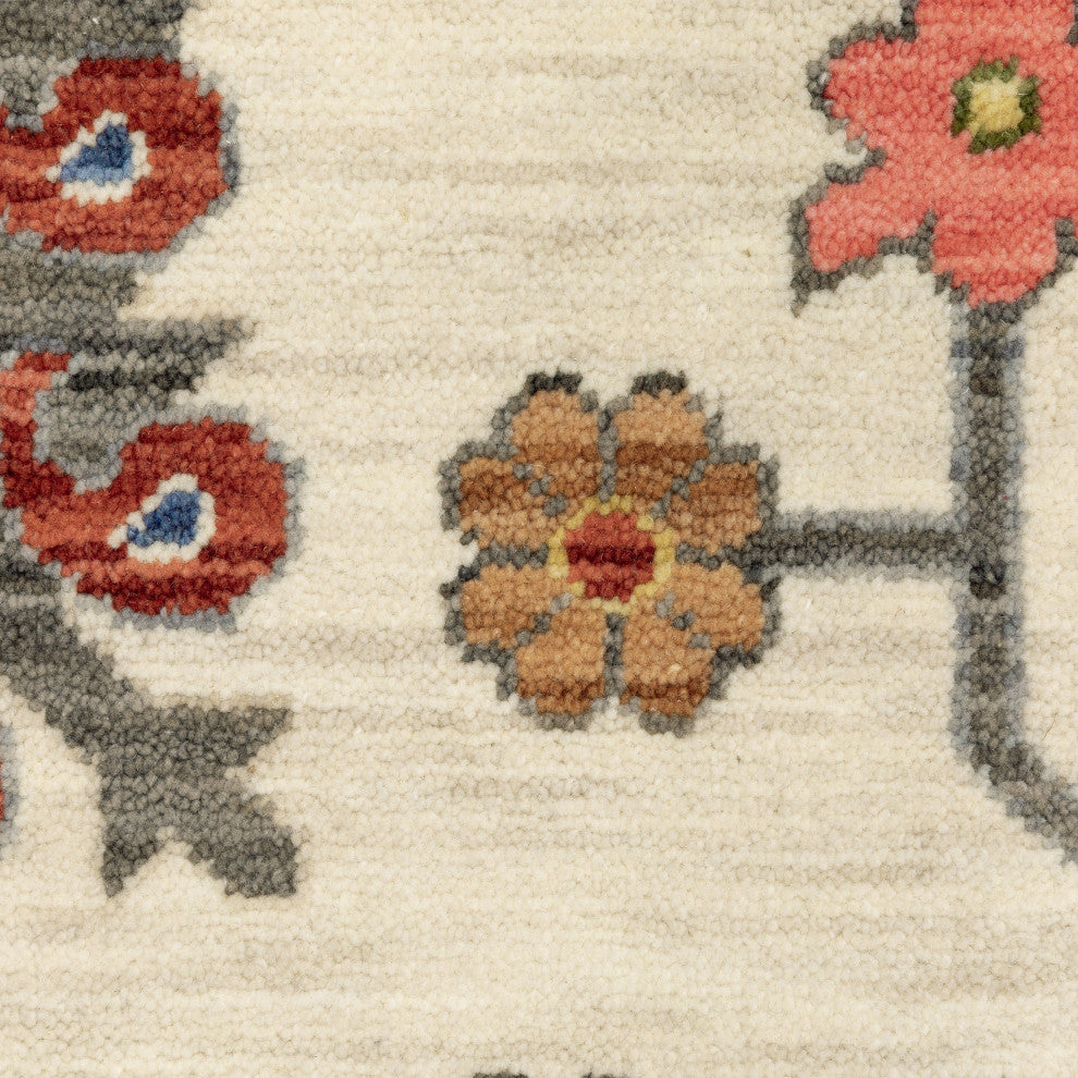 Leoness Floral Puffs Indoor Area Rug, Ivory, 2' x 6'