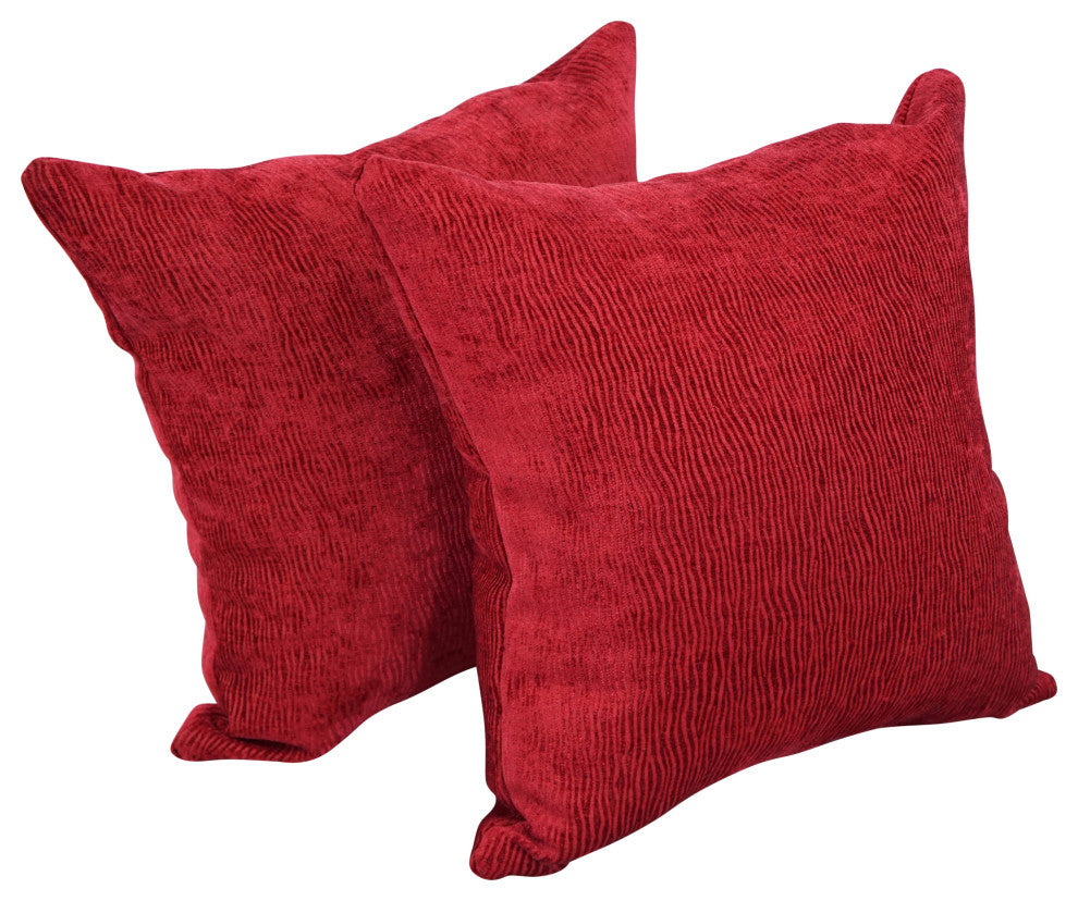 17" Jacquard Throw Pillows With Inserts, Set of 2, Ashfield Claret