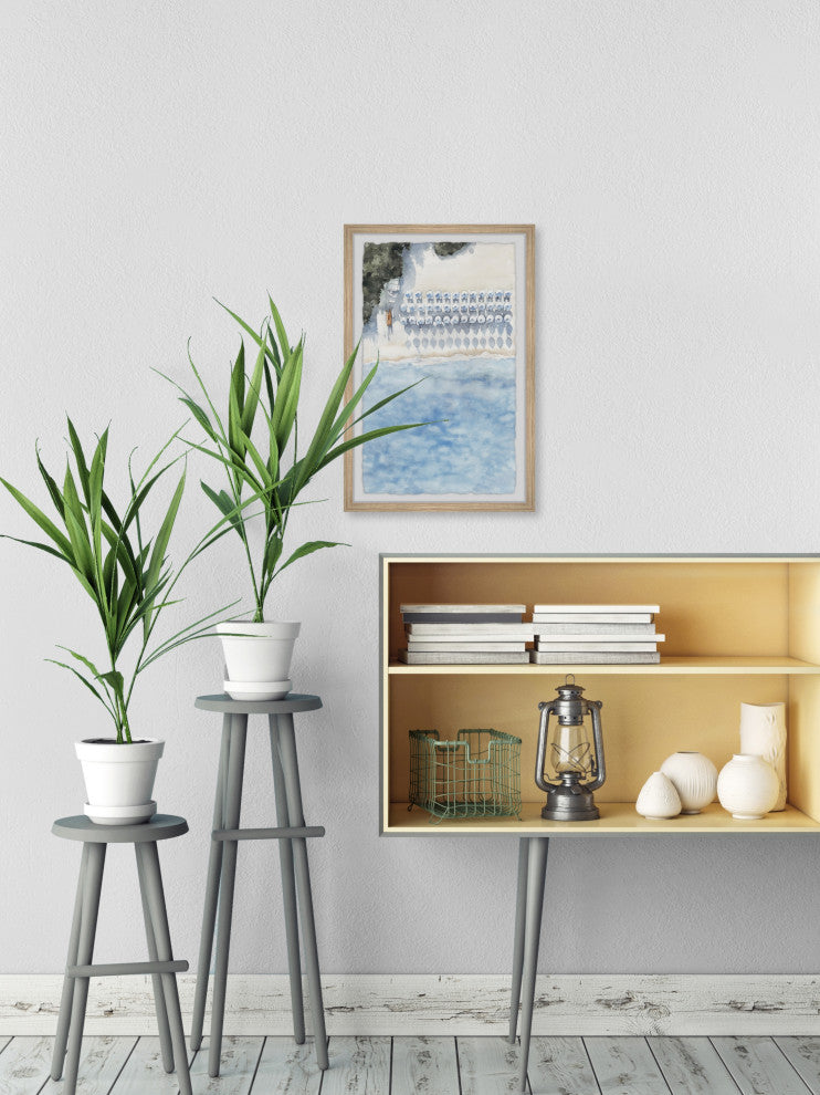 "Lined Up Umbrellas" Framed Painting Print, 24x36