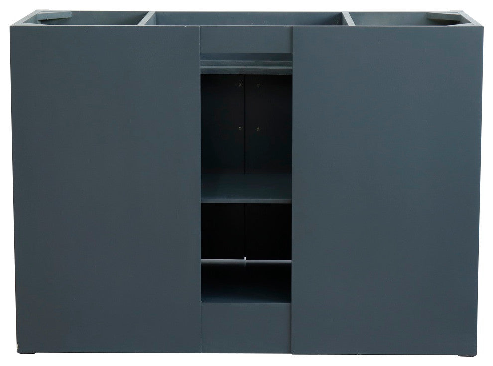 49" Single Sink Vanity, Dark Gray Finish With Gray Granite And Rectangle Sink