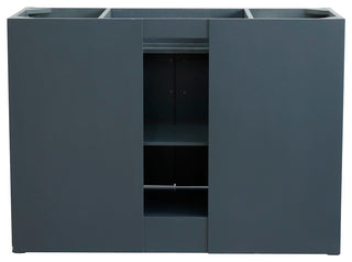 49" Single Sink Vanity, Dark Gray Finish With Gray Granite And Rectangle Sink