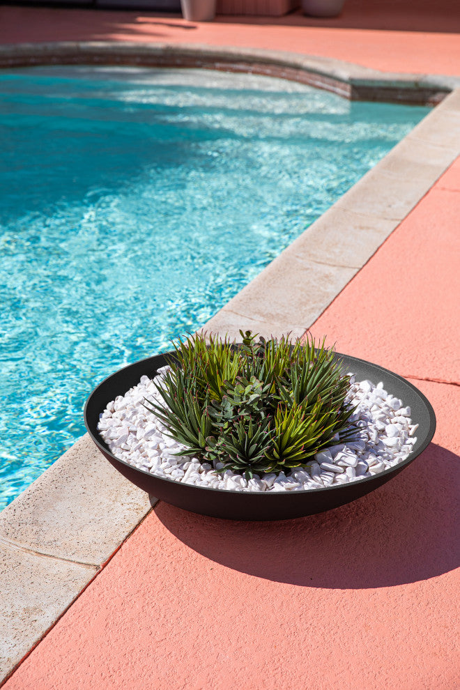 Lane Round Planter Bowl, Black, 32'', 2 Pack