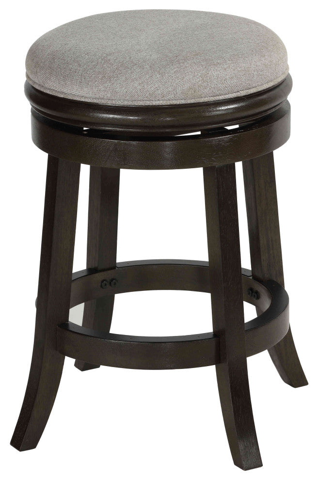 Clyffe Backless Swivel Counter Stool, Solid Wood, 24" Gray Fabric