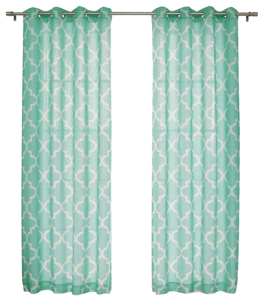 Flex Linen Textured Moroccan Curtains, Pair, Blue, 84"