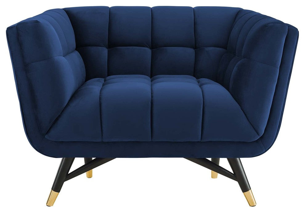 Adept Upholstered Velvet Armchair, Midnight Blue