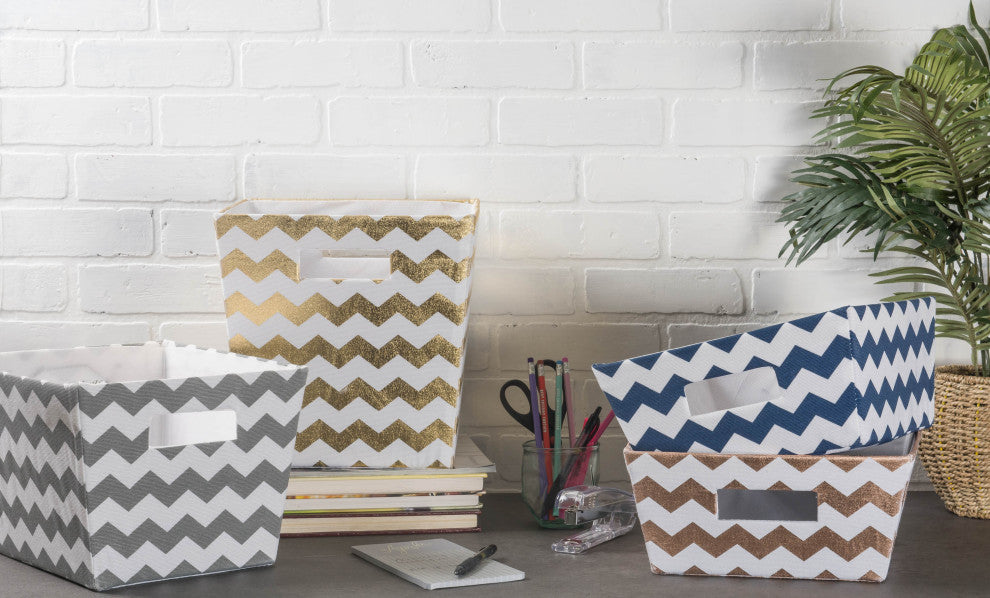 Polyester Bin Chevron Copper Trapezoid 13"x13"x13"