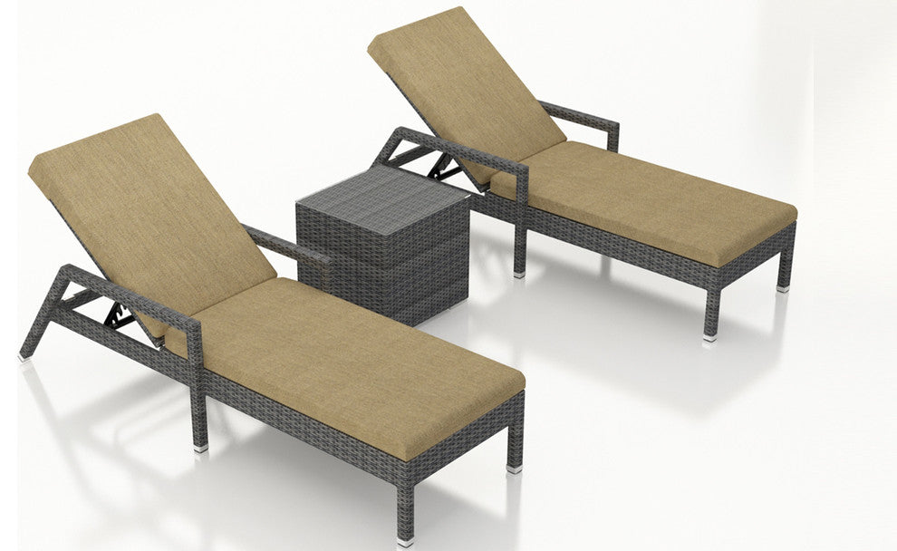 District 3 Piece Chaise Lounge Set, Heather Beige