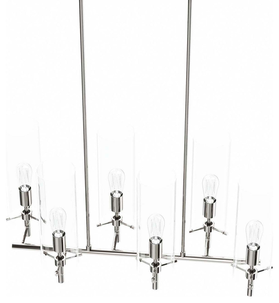 Skylark 6-Light Chandelier, Clear Polished Nickel