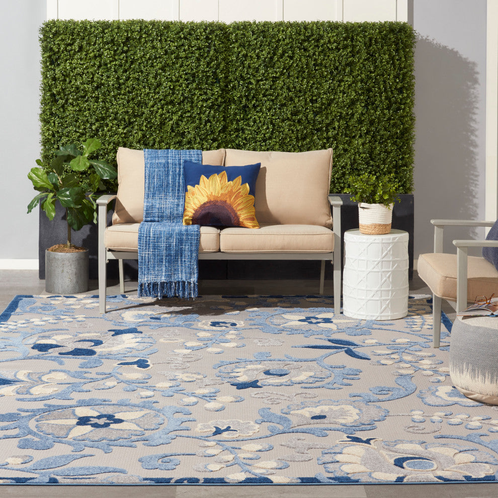 Nourison Aloha 9' x 12' Blue/Grey Farmhouse Area Rug