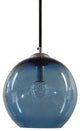 Metro Blown Glass Pendant Light Made in Rhode Island, Bluestone, 6 X 6, Satin Br