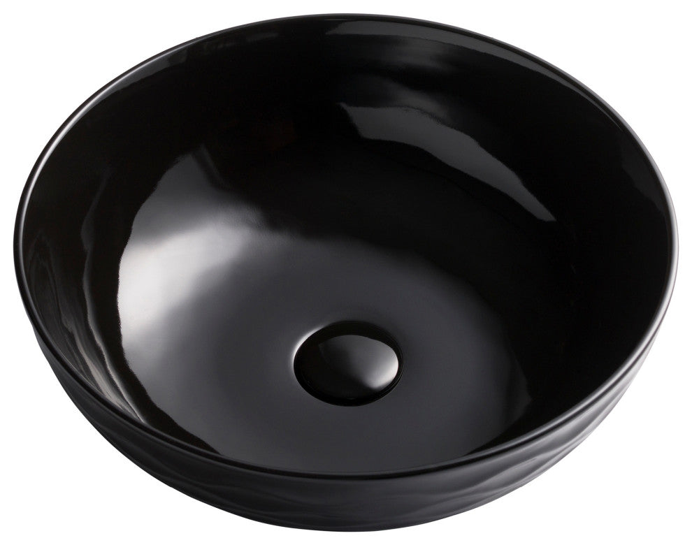 Viva Ceramic Round Vessel Bathroom Sink, Black