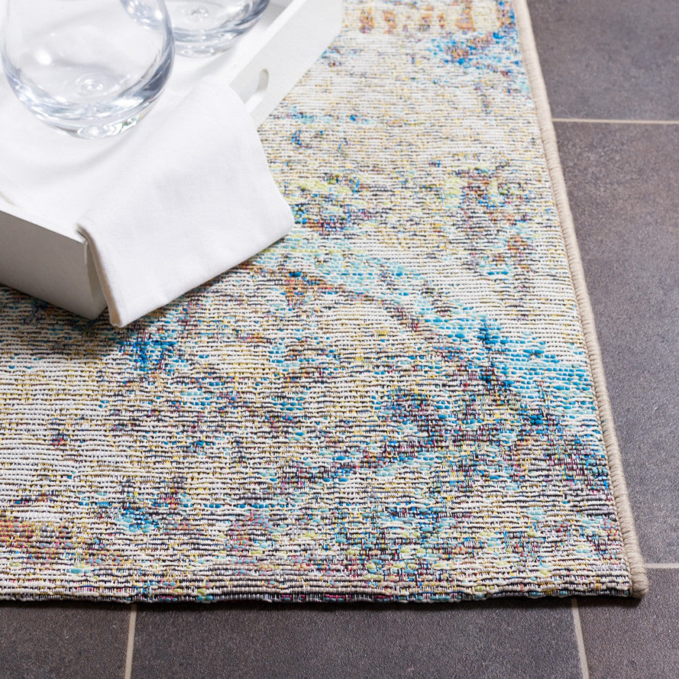 Safavieh Barbados Collection Indoor-Outdoor, BAR548 Rug, Ivory/Blue/Green, 4'x6'