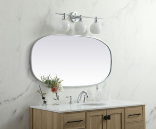 Home Living Metal Frame Oval Mirror 24x48 Inch, Silver