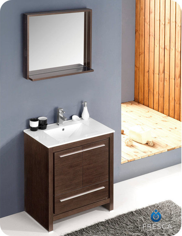 Fresca Allier Wenge Brown Modern Bathroom Cabinet With Sink, 30"
