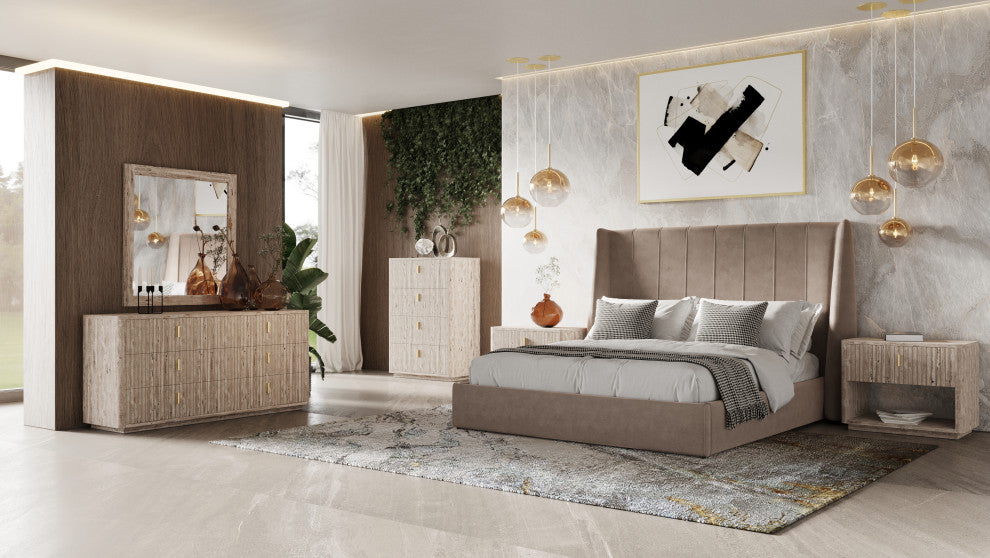 Nova Domus Roma Modern Travertine, Gold Mirror