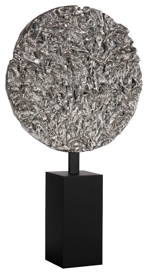 Cast Colossal Root On Stand Sculpture, Silver Leaf