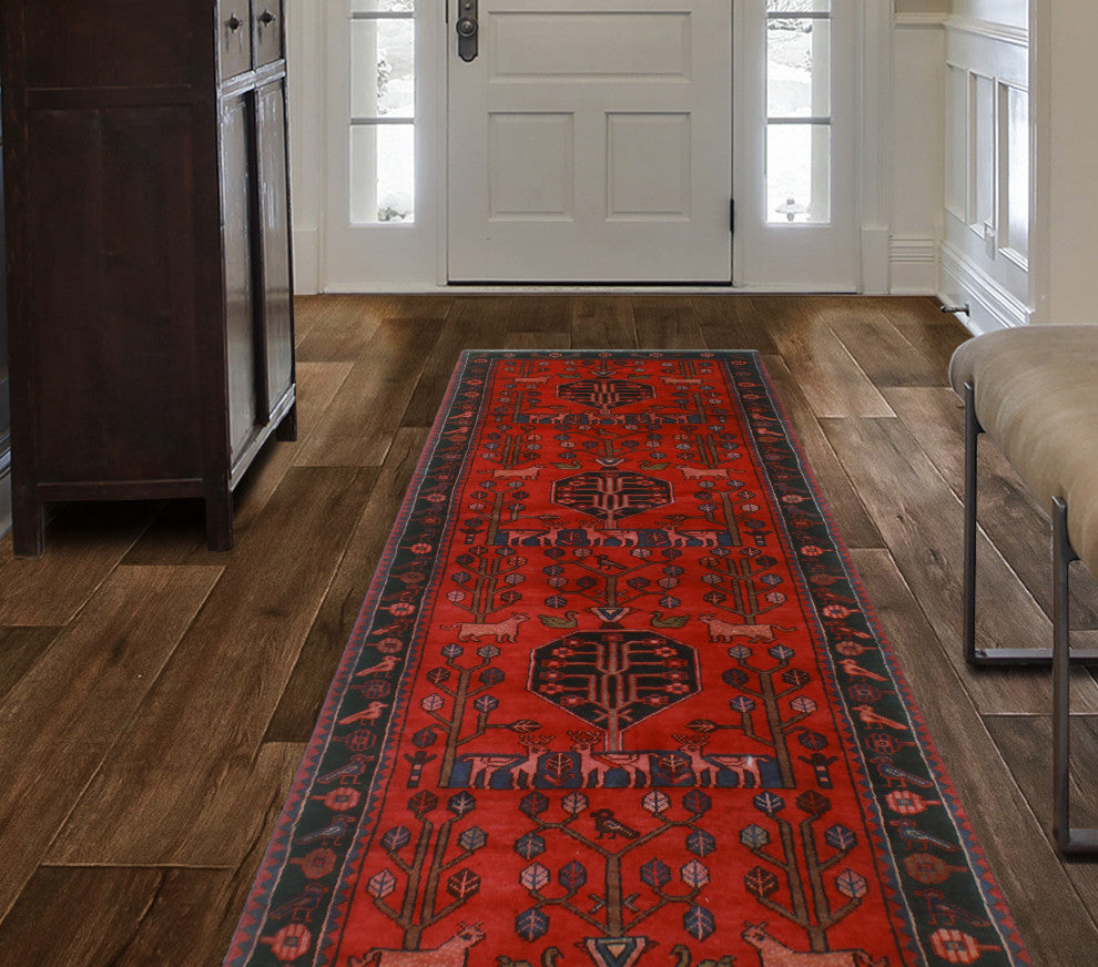 Fine Vintage Distressed Oluwa Red Rug