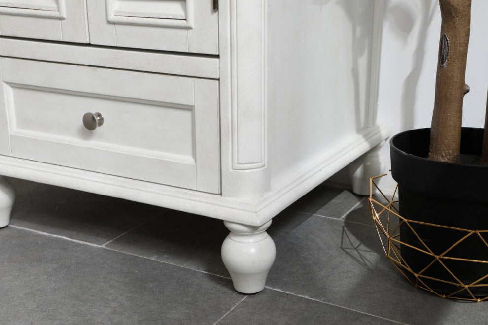 Home Living Single Bathroom Vanity, Antique White, 24"