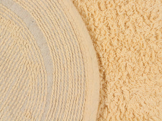 Double Ruffle Collection Bath Rugs Set, 17x24 Rectangle, Yellow