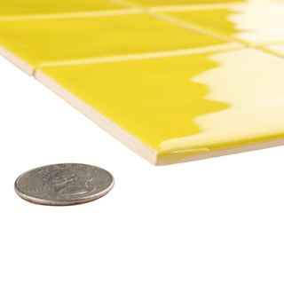Twist Square Ceramic Mosaic Tile, Yellow Lemon