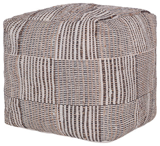 Athos Multicolor Modern Striped Handmade Cotton Blend Cube Pouf, 18"x18"x18"