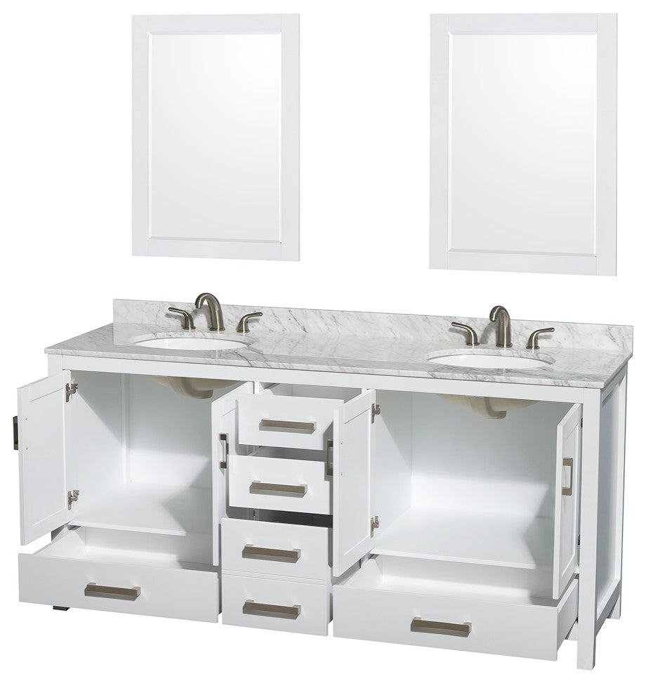 Wyndham WCS141472DWHCMUNOM24 72 Inch Double Bathroom Vanity in White