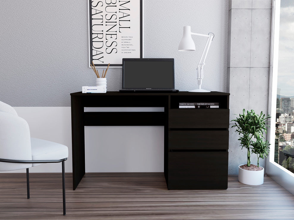 Kenai 3 Drawers Computer Desk, Black
