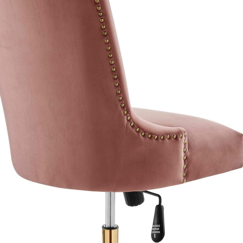 Empower Channel Tufted Performance Velvet Office Chair Gold Dusty Rose