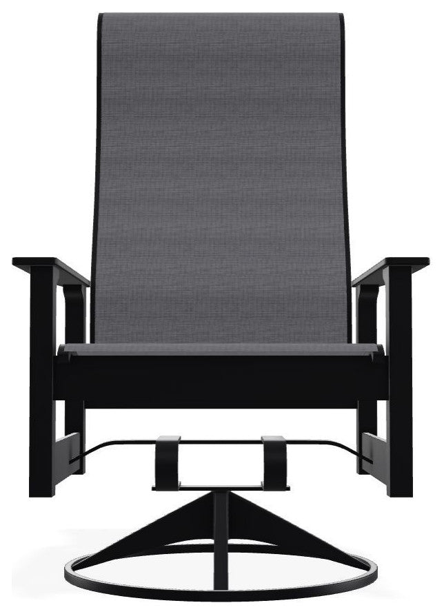 Leeward Sling Outdoor Swivel Rocker, Augustine Pewter/Black