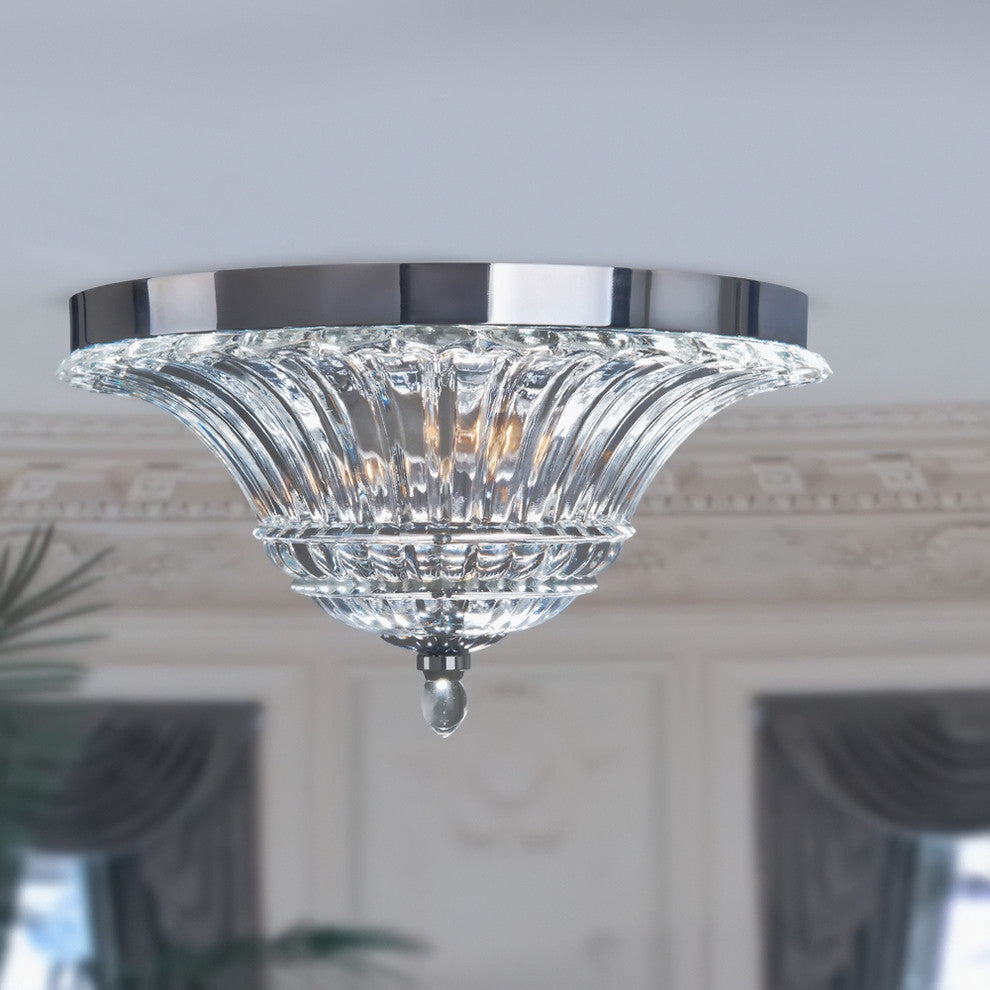 Elegant Designs 2-Light Glass Ceiling Light Glacier Petal Flushmount