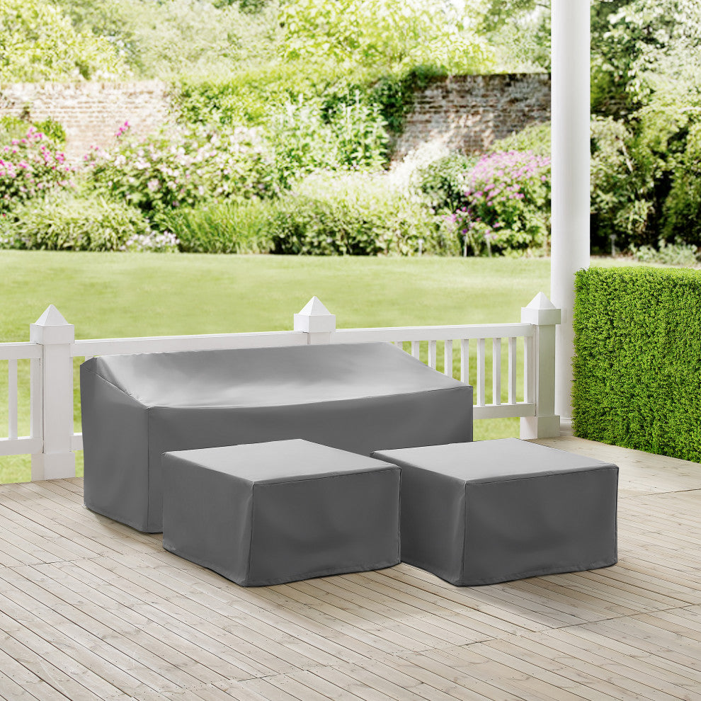 3-Piece Cover Set, Gray, Sofa, 2 Square Table
