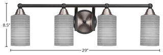 Paramount 4-Light Bath Bar, Matte Black & Brushed Nickel, 4" Gray Matrix Glass