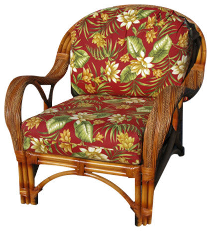 Caneel Bay Arm Chair in Cinnamon, Botanical-Fern Fabric