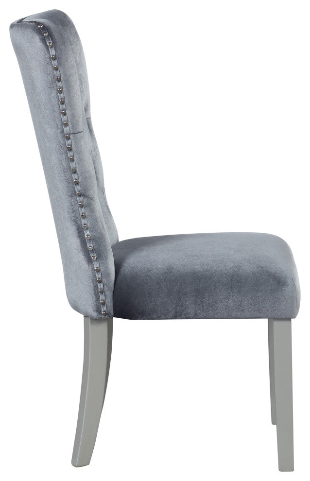 Geneva Silver Champagne Velvet Upholstered Side Chair, Set of 2