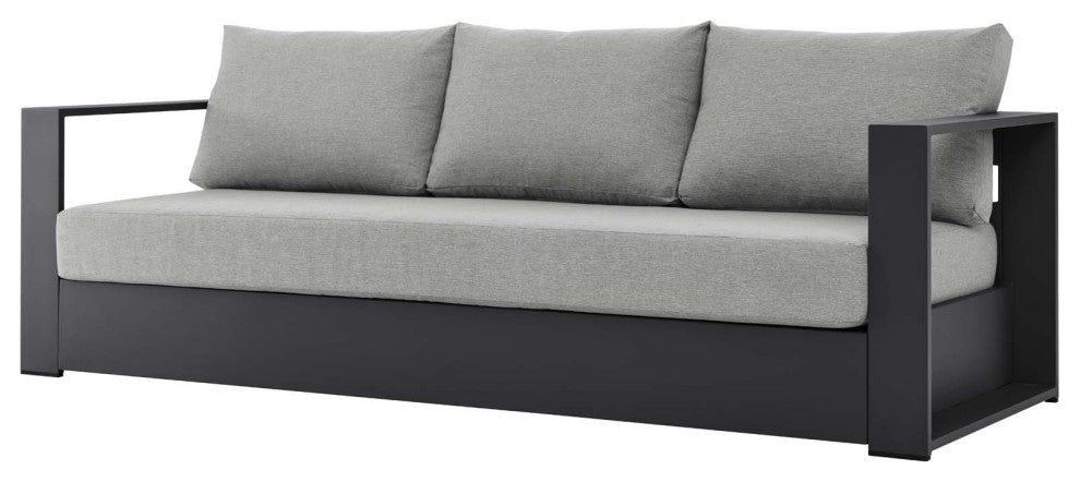 Lounge Sectional Sofa Chair Table Set, Gray, Aluminum, Modern, Outdoor