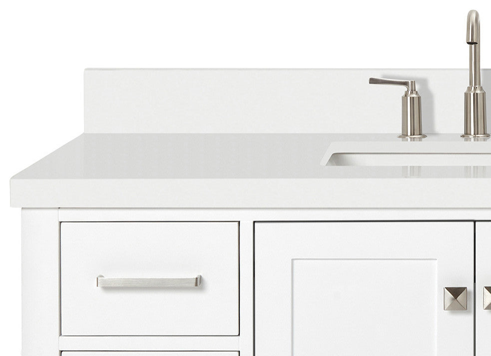 ARIEL Cambridge 49" Single Rectangle Sink Bathroom Vanity White With Quartz Top