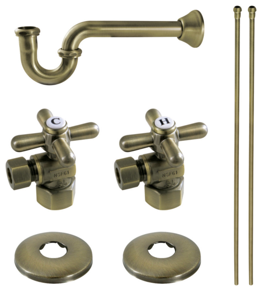 Plumbing Supply Kit Combo, Antique Brass