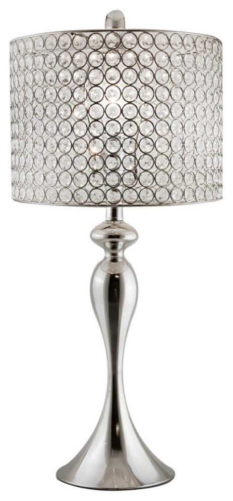 26.5" Polished Nickel Table Lamp With Crystal Bead Shade Submit