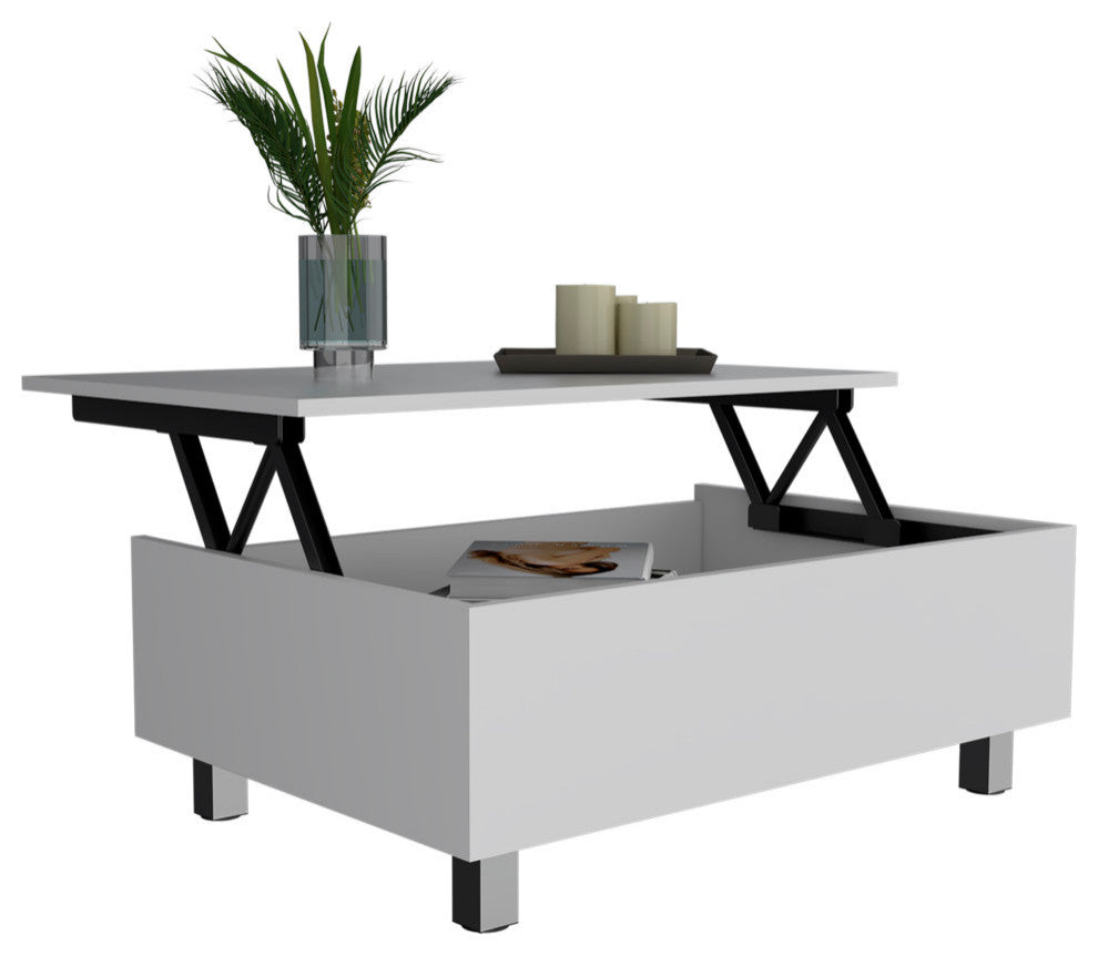 Boston Top Coffee Liftable Table, White