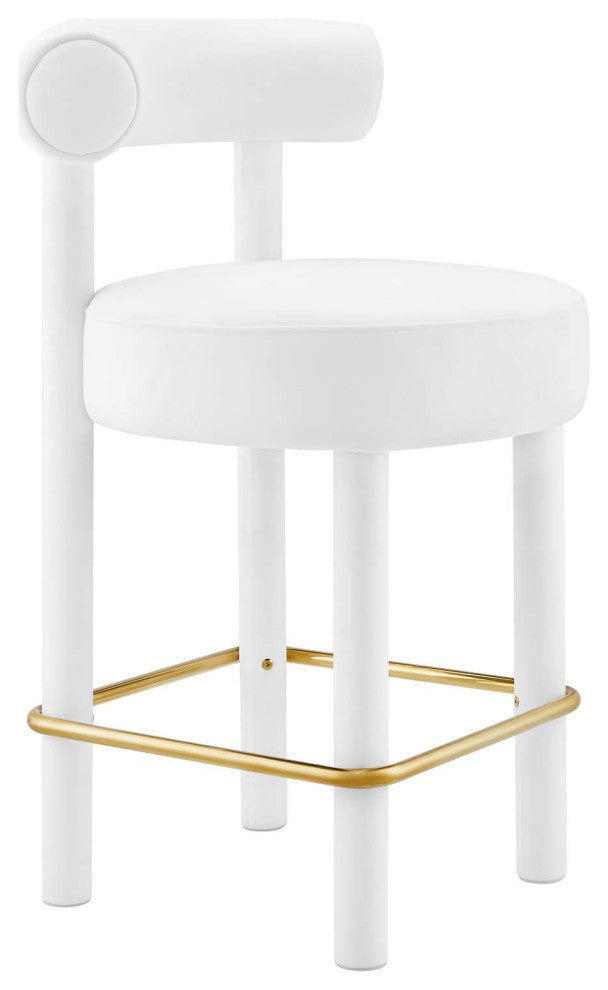 Toulouse Performance Velvet Counter Stool - White Gold