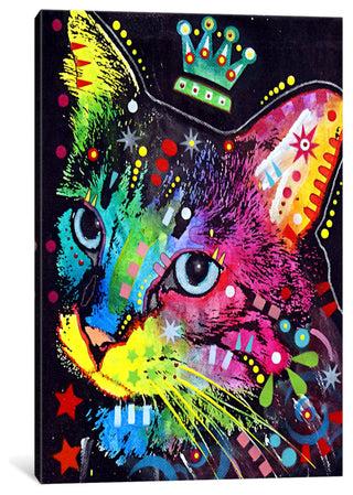 "Thinking Cat Crowned" Wrapped Canvas Art Print, 26x18x1.5