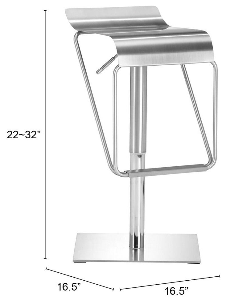 Bar Stool Chair Barstool, Steel Metal, Silver, Chrome, Bar Kitchen Cafe Bistro