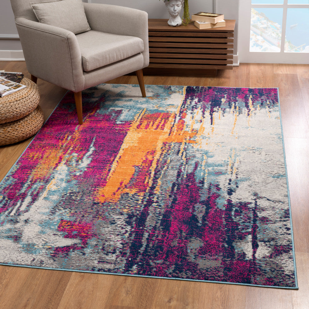 Rug Branch Mid-Century Modern Purple Orange Indoor Area Rug - 8''x10''