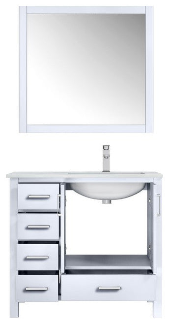 Jacques White 36" Single Vanity Set with Carrara Marble Top - Right Version