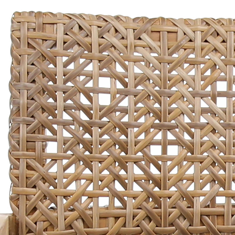 Chloe Indoor-Outdoor Teak Synthetic Rattan Arm Chair, Set of 2, Brown Rattan