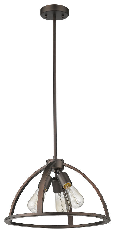 IRONCLAD Industrial 3 Light  Rubbed Bronze Ceiling Pendant 16inches Wide