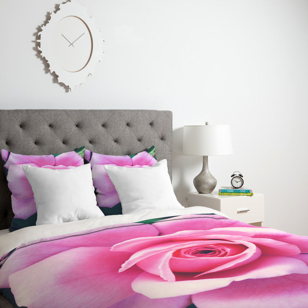 Deny Designs Allyson Johnson Darling Pink Rose Duvet Cover - Lightweight