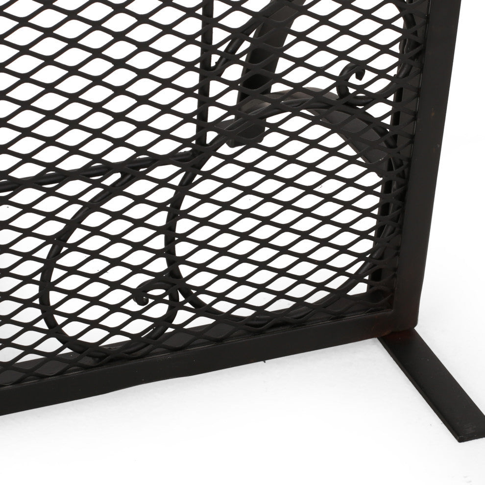 Ella Iron Fireplace Screen, Matte Black